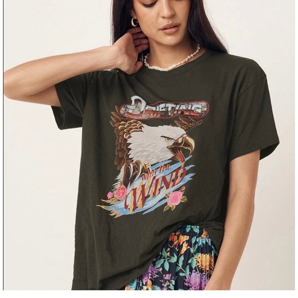 Spell & The Gypsy Wind Drifter Eagle Tee Organic Cotton XL T-Shirt Top Black